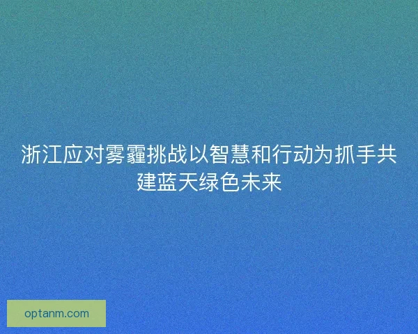 浙江应对雾霾挑战以智慧和行动为抓手共建蓝天绿色未来